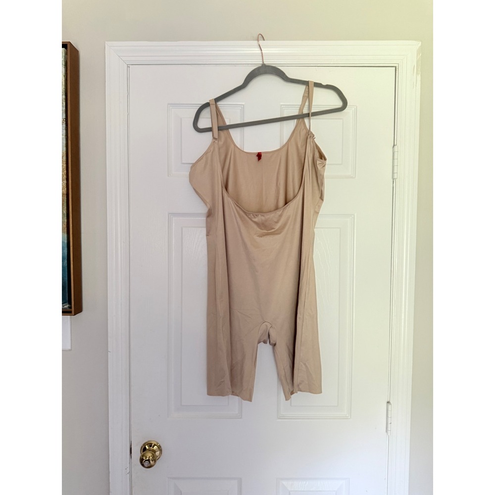 SPANX Slimplicity Open Bust Mid Thigh Bodysuit Shapewear Nude Beige 3X